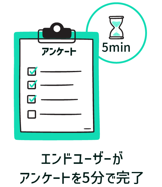 エンドユーザーがアンケートを5分で完了