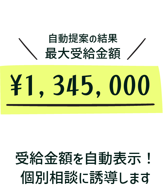 受給金額を自動表示!個別相談に誘導します